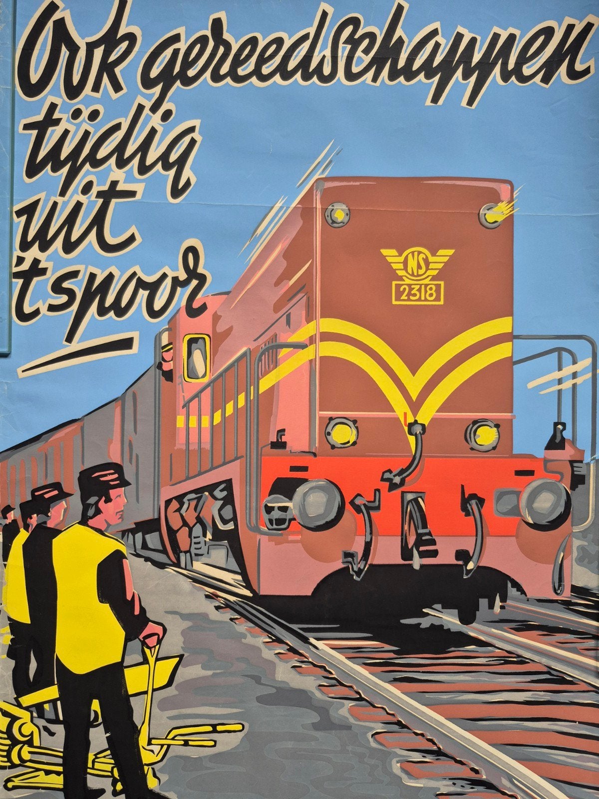 1950's zeldzame poster NS zeefdruk, Verzamelen, Ophalen, Trein, Overige typen