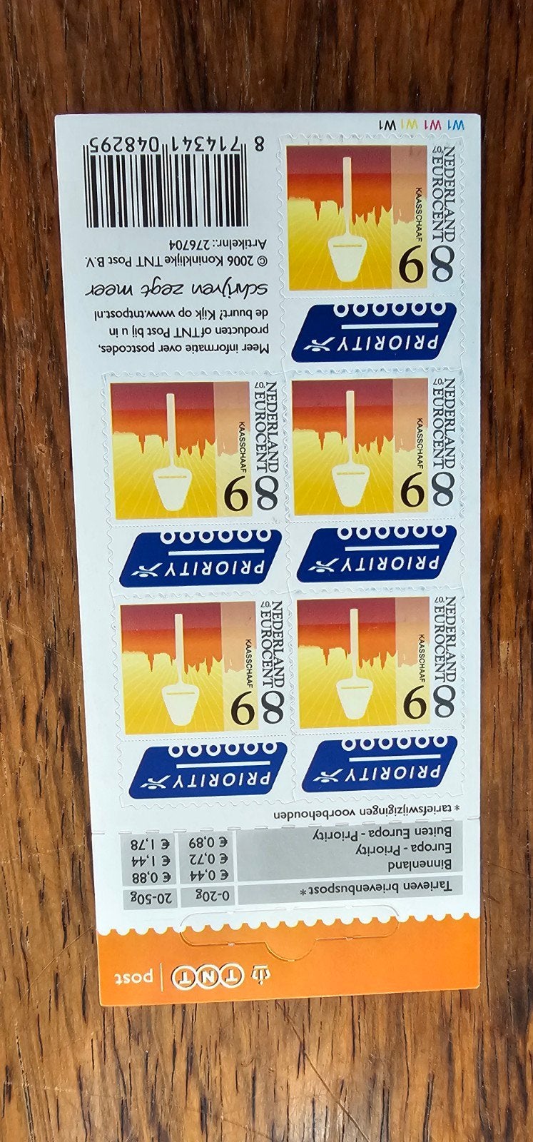 Postzegelvel V 2481 TNT Post Kaasschaaf 6 x 89 eurocent, Verzenden, Na 1940, Postfris