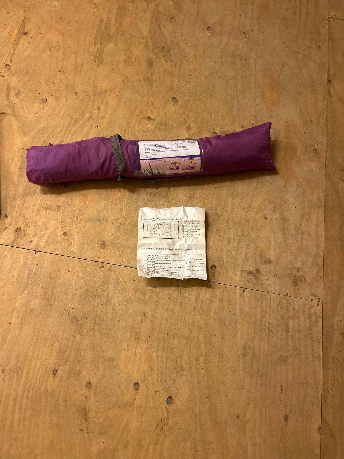Compacte strandtent/strandmuschel, paars, 270x120x120 cm, Ophalen, Gebruikt, Tot en met 2