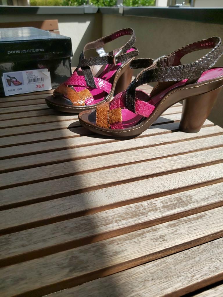Pons Quintana Leren Sandalen met Hak - Maat 36.5 nieuw, Kleding | Dames, Ophalen, Bruin, Sandalen of Muiltjes, Zo goed als nieuw
