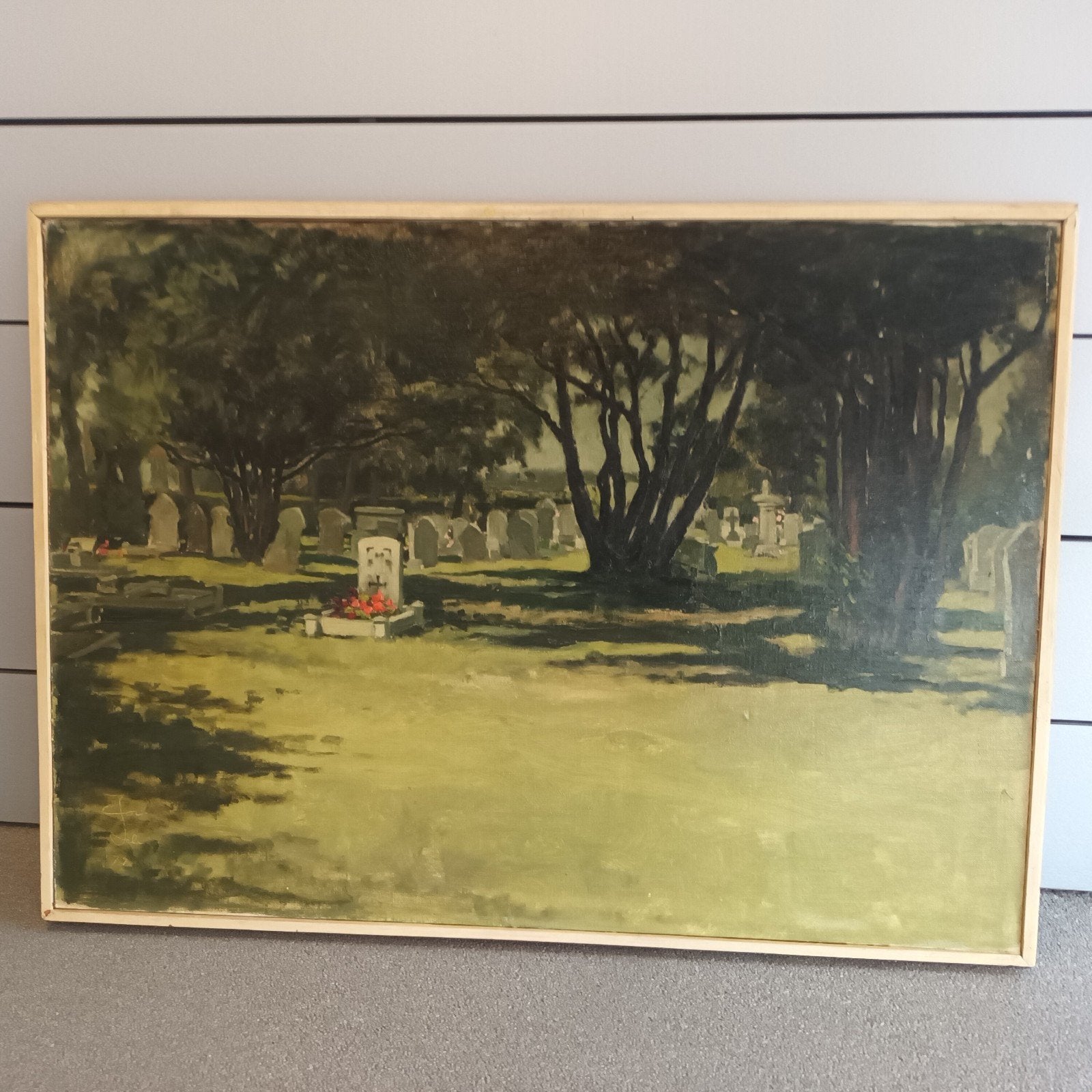 Schilderij graaf plaats, olieverf op board, gesigneerd l.o., Ophalen of Verzenden