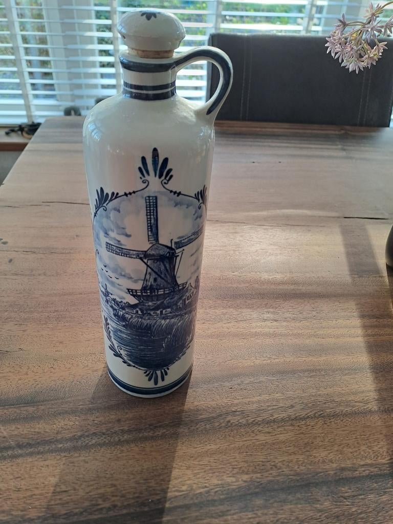 Delfts blauwe Bols fles met molen van 1972, Antiek en Kunst, Antiek | Keramiek en Aardewerk, Ophalen of Verzenden