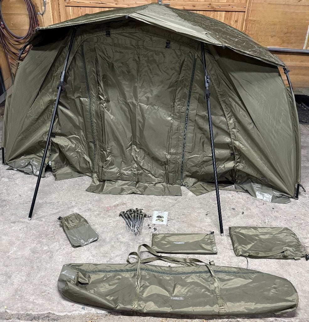 Trakker 100 Brolly + skullcap + infill + stormpalen z.g.a.n., Ophalen, Zo goed als nieuw, Overige typen