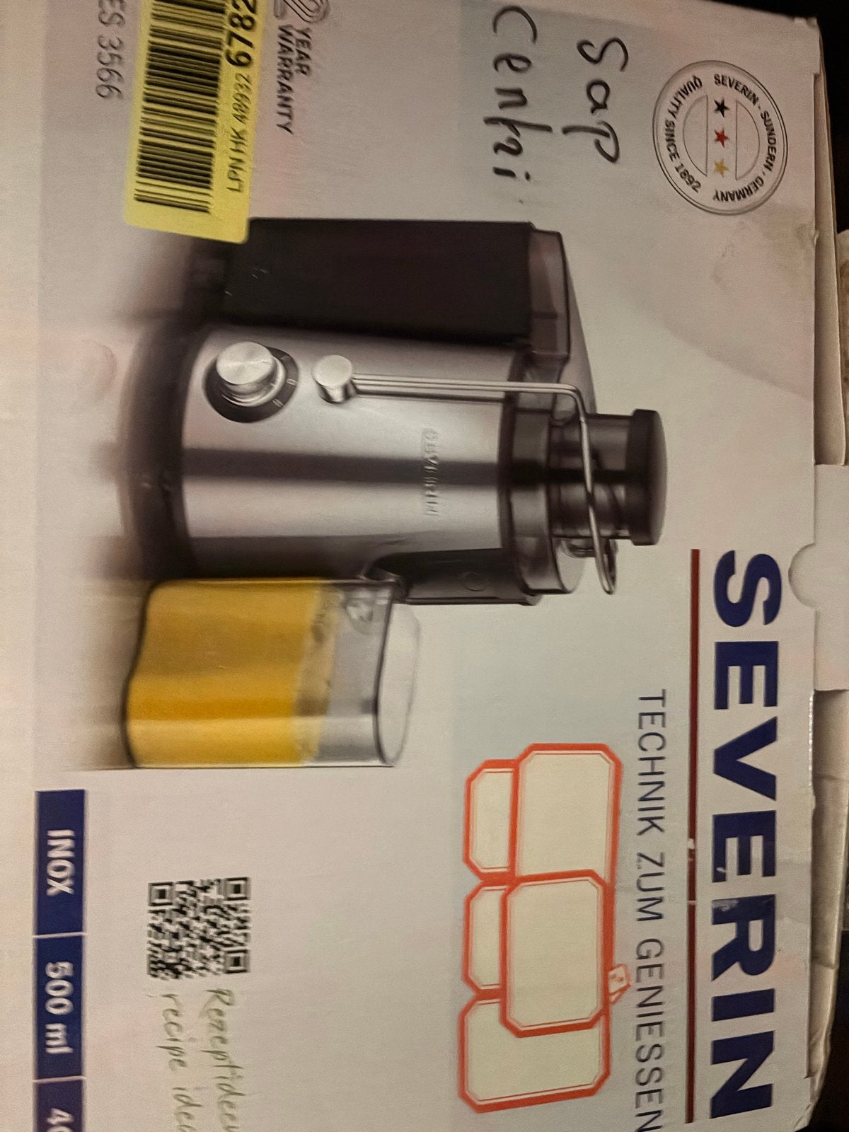 Severin Sapcentrifuge - RVS - 400W - BPA-vrij, Ophalen of Verzenden, Nieuw