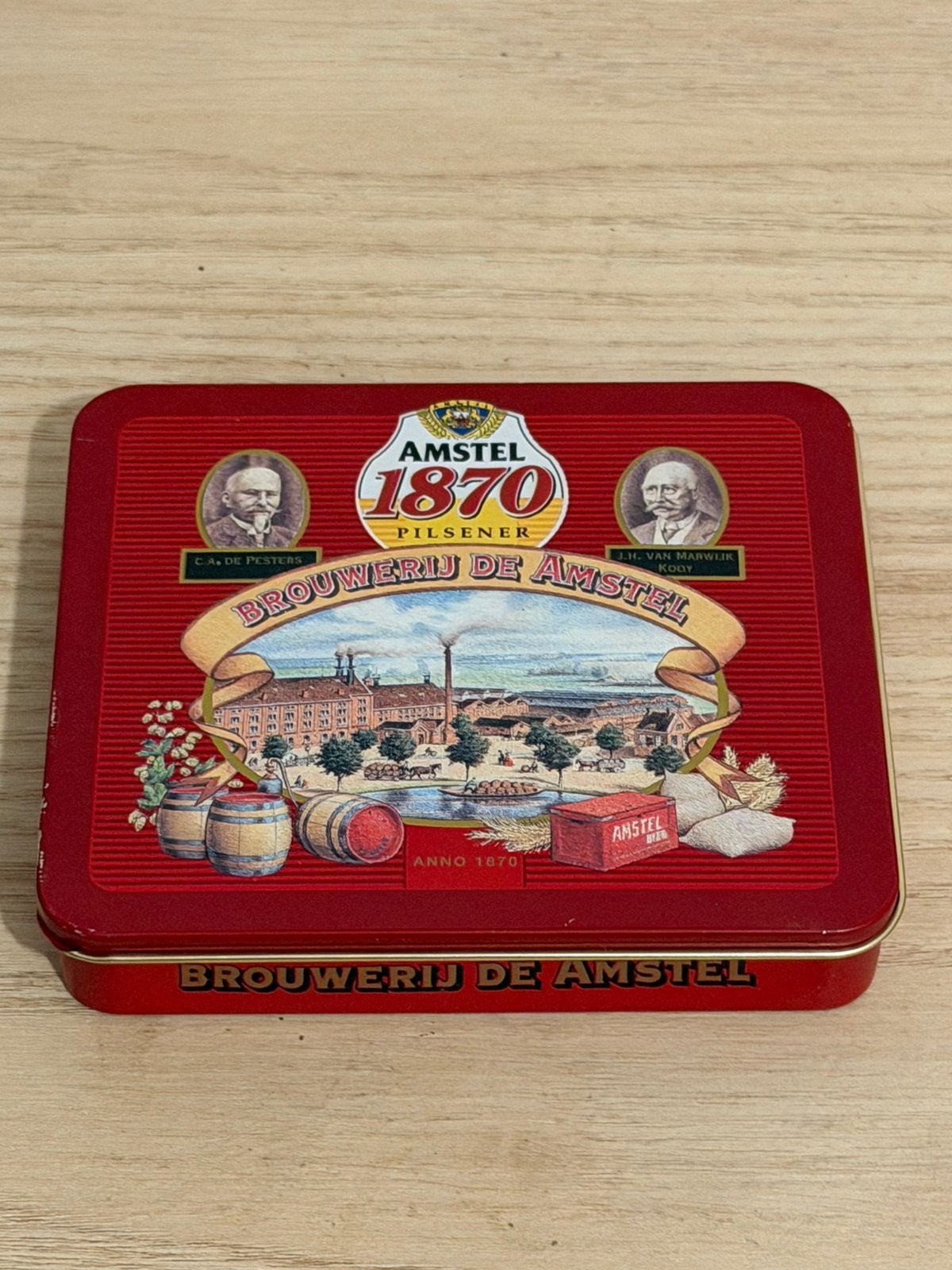 Vintage Amstel 1870 Pilsener blik – Brouwerij de Amstel, Ophalen of Verzenden, Gebruikt, Overige, Overige merken
