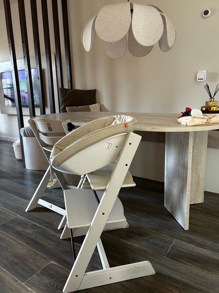 Stokke Tripp Trapp stoel met Newborn set - opknapper, Kinderen en Baby's, Kinderstoelen, Ophalen of Verzenden, Gebruikt, Meegroeistoel