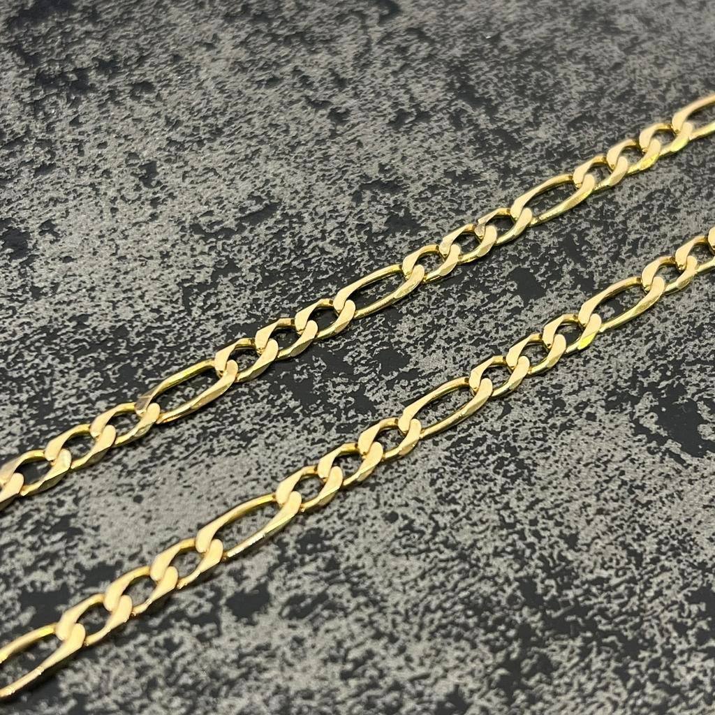 14k gouden ketting figaro schakel massief, Ophalen of Verzenden, Zo goed als nieuw, Goud
