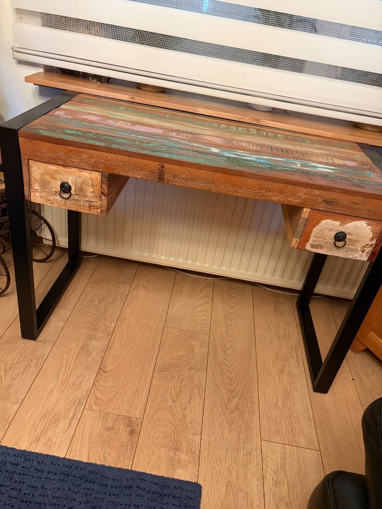 Bureau en nachtkastje van sloophout, Huis en Inrichting, Ophalen, 110 cm, Hout, 50 cm