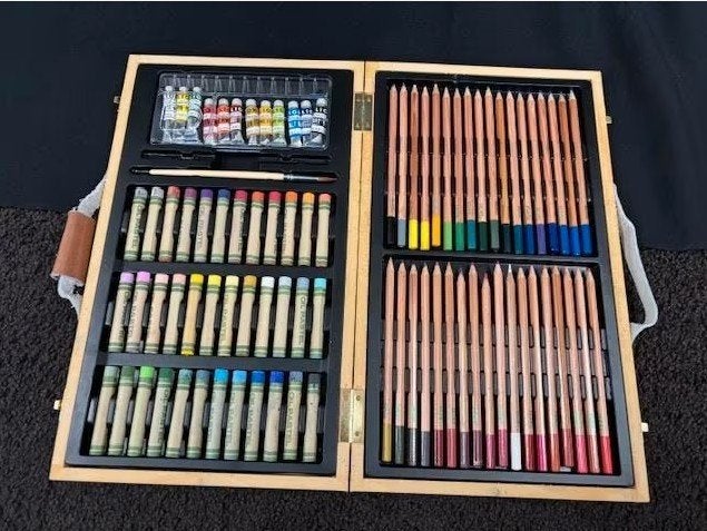 schilderkoffer met oliepastel, olieverf en aquarel, Ophalen, Ezel