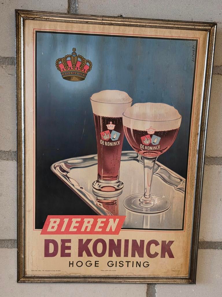 Vintage Reclamebord De Konninck BierVintage Reclamebord De, Ophalen of Verzenden, Gebruikt, Reclamebord, Plaat of Schild
