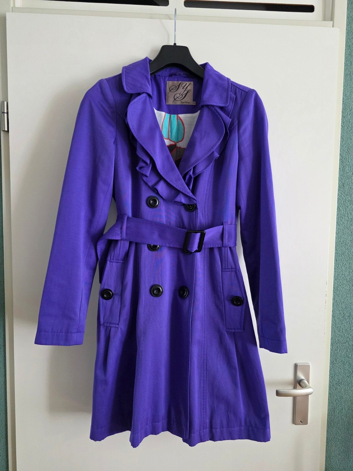 Paarse trenchcoat, Steps, maat S, Paars, Ophalen of Verzenden, Zo goed als nieuw, Steps