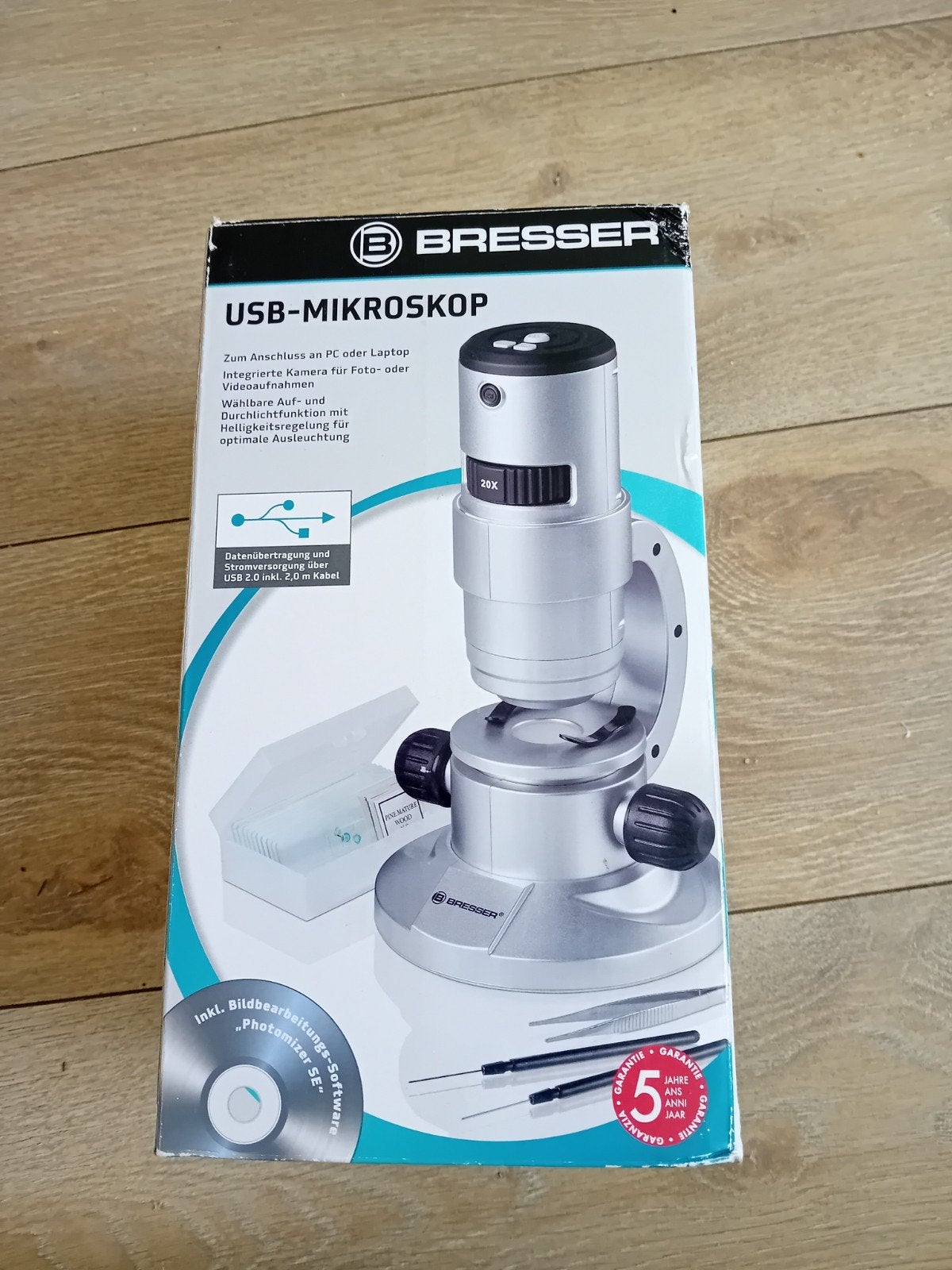 Bresser USB-Microscoop Digitaal 20x-350x, Ophalen of Verzenden, Zo goed als nieuw, Minder dan 400x, Biologische microscoop