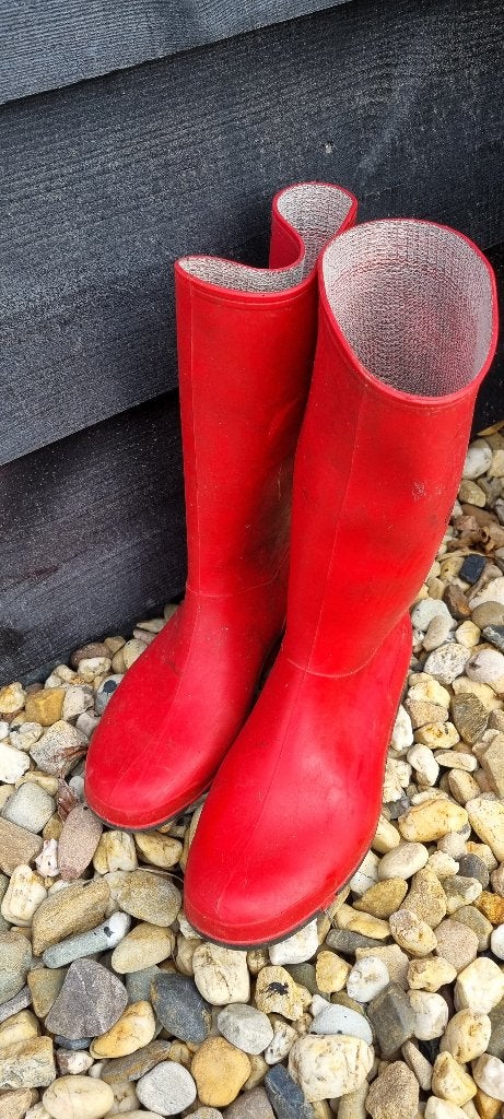 Regenlaarzen, Ophalen, Regenlaarzen, Gedragen, Rood