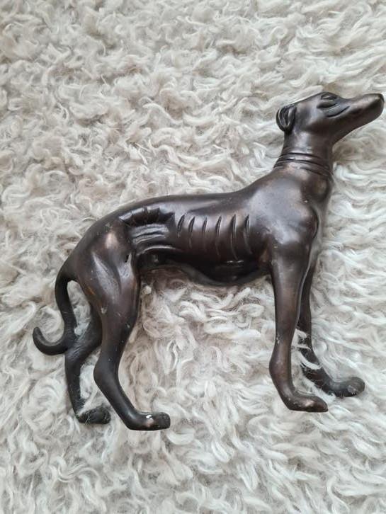 Vintage bronzen windhond beeldje, Ophalen of Verzenden