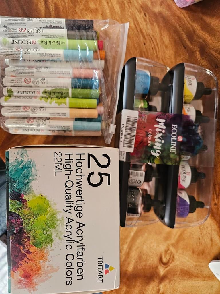 Ecoline Brush Pens, Mixing Colours & Tritart Acrylverf, Hobby en Vrije tijd, Schilderen, Ophalen of Verzenden