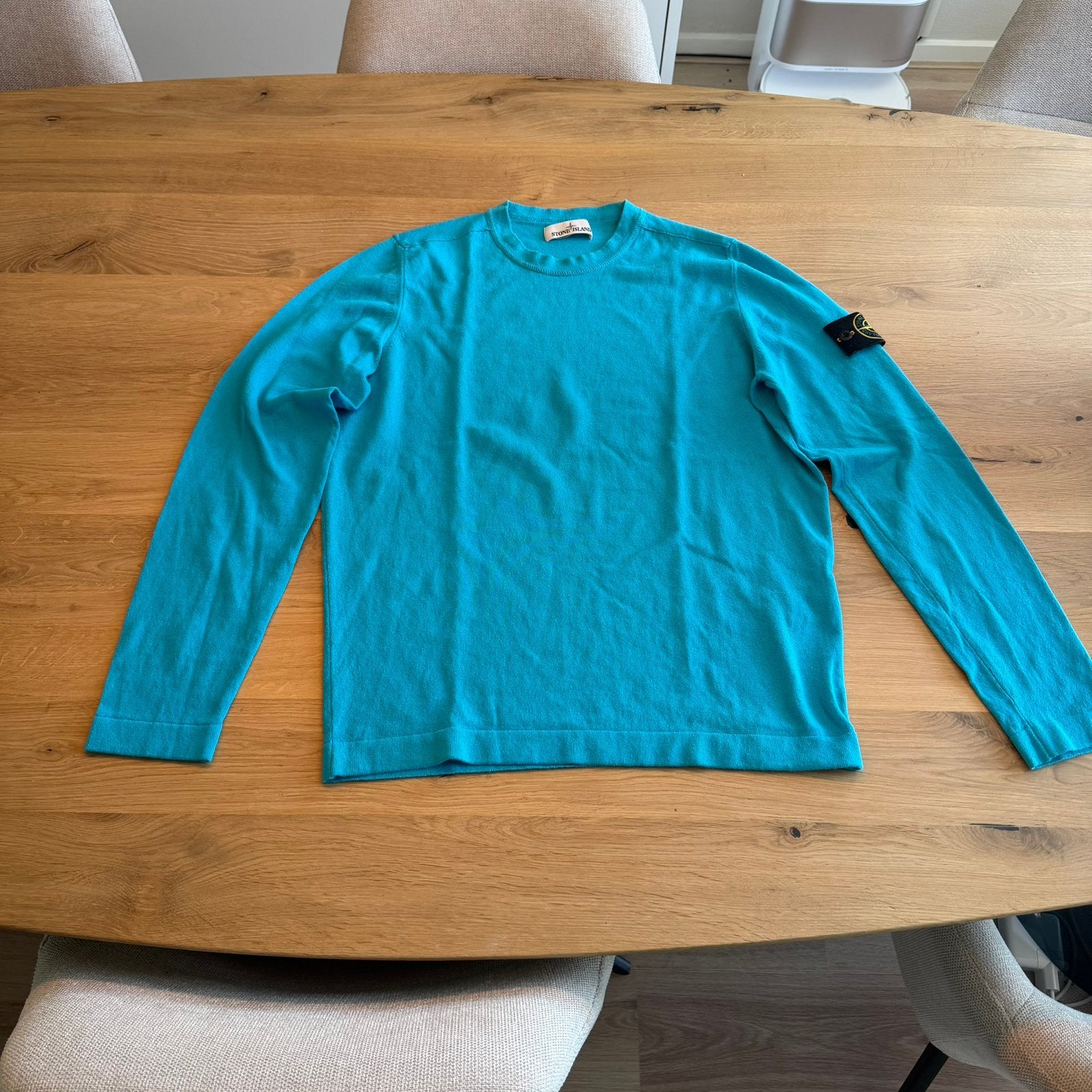 Blauwe Stone Island trui met ronde hals maat medium (M), Kleding | Heren, Truien en Vesten, Ophalen of Verzenden, Zo goed als nieuw