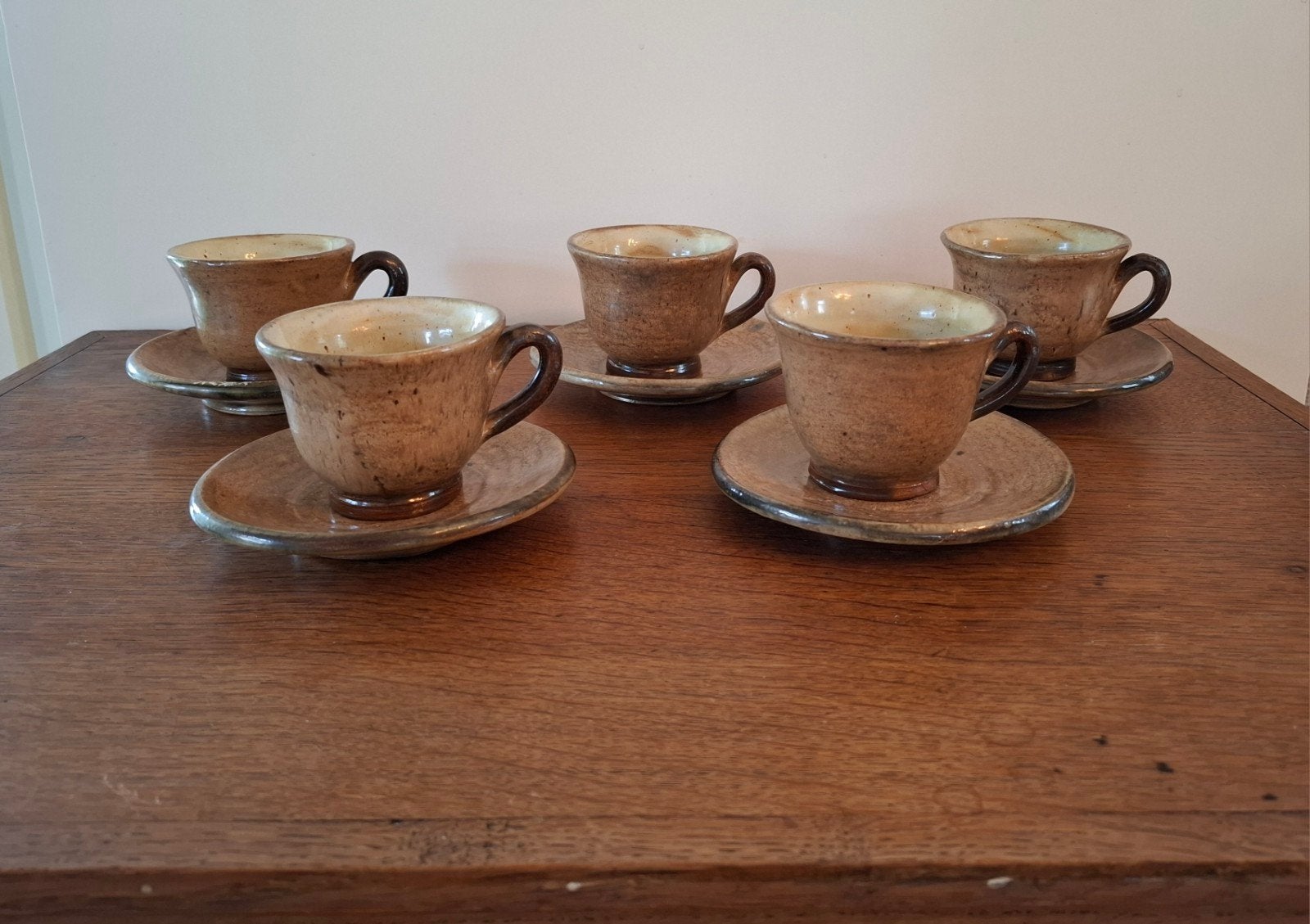 Landelijk handgemaakte aardewerk kopjes - set van 5, Ophalen of Verzenden