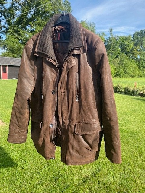 leren heren jas, Kleding | Heren, Jassen | Winter, Ophalen of Verzenden, Zo goed als nieuw, Maat 52/54 (L), Bruin