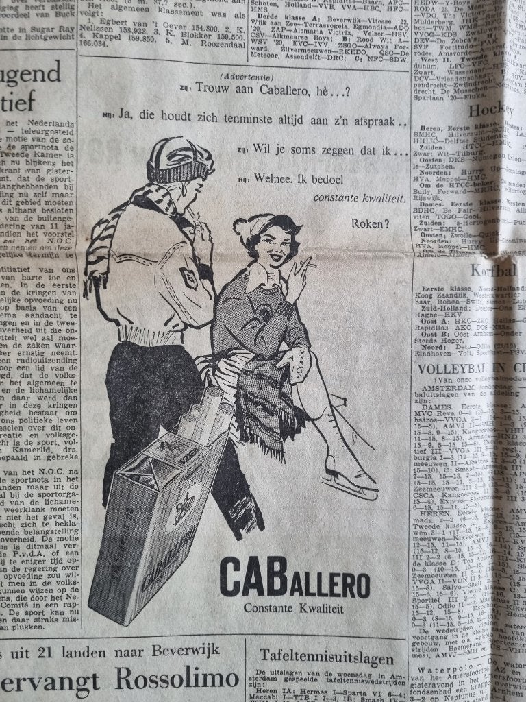 Advertentie Caballero sigaretten (1957), Verzamelen, Ophalen of Verzenden, 1940 tot 1960, Knipsel(s)