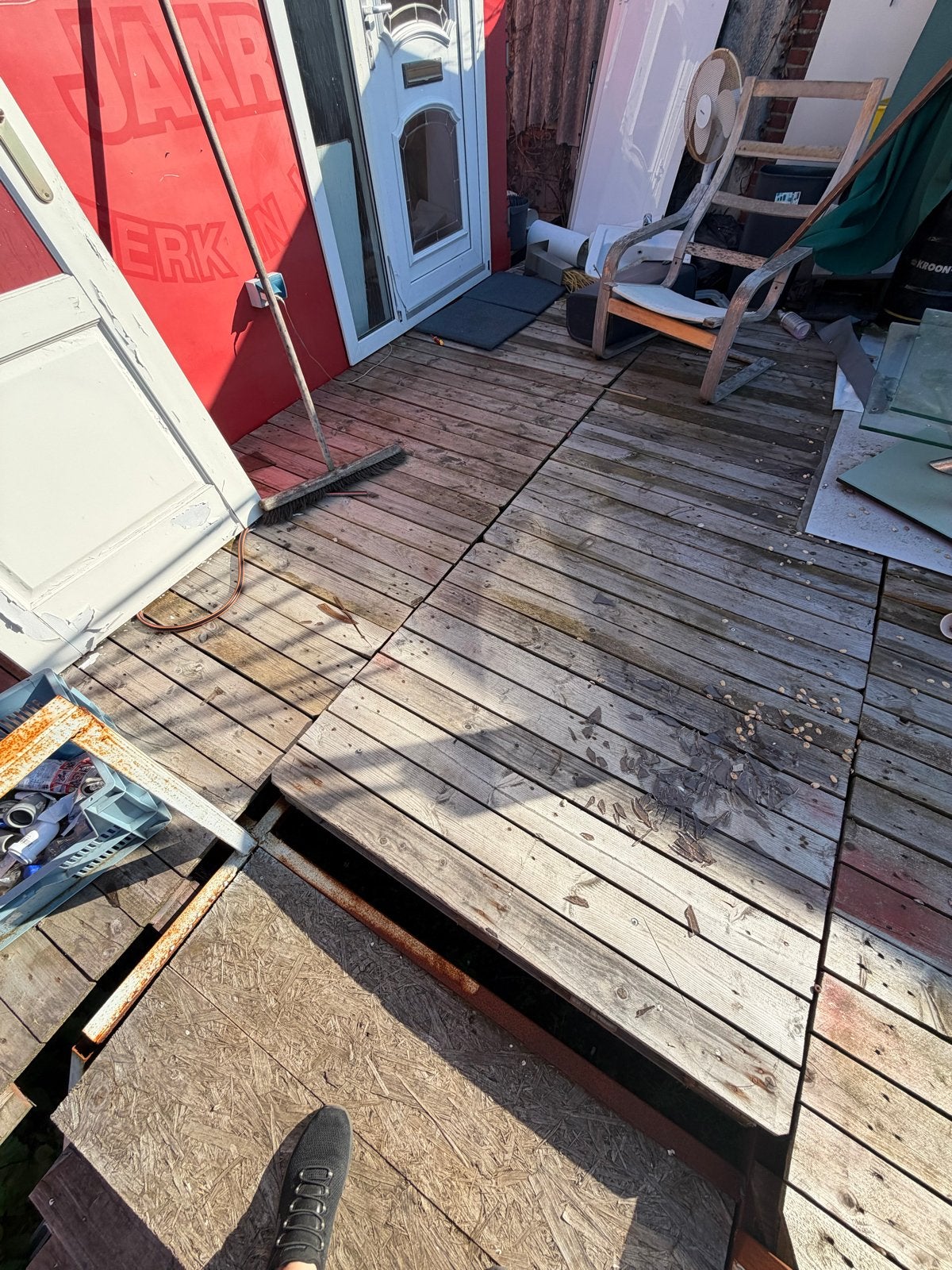 Zelfgemaakt terras van pallets, Ophalen of Verzenden, Gebruikt, Hout