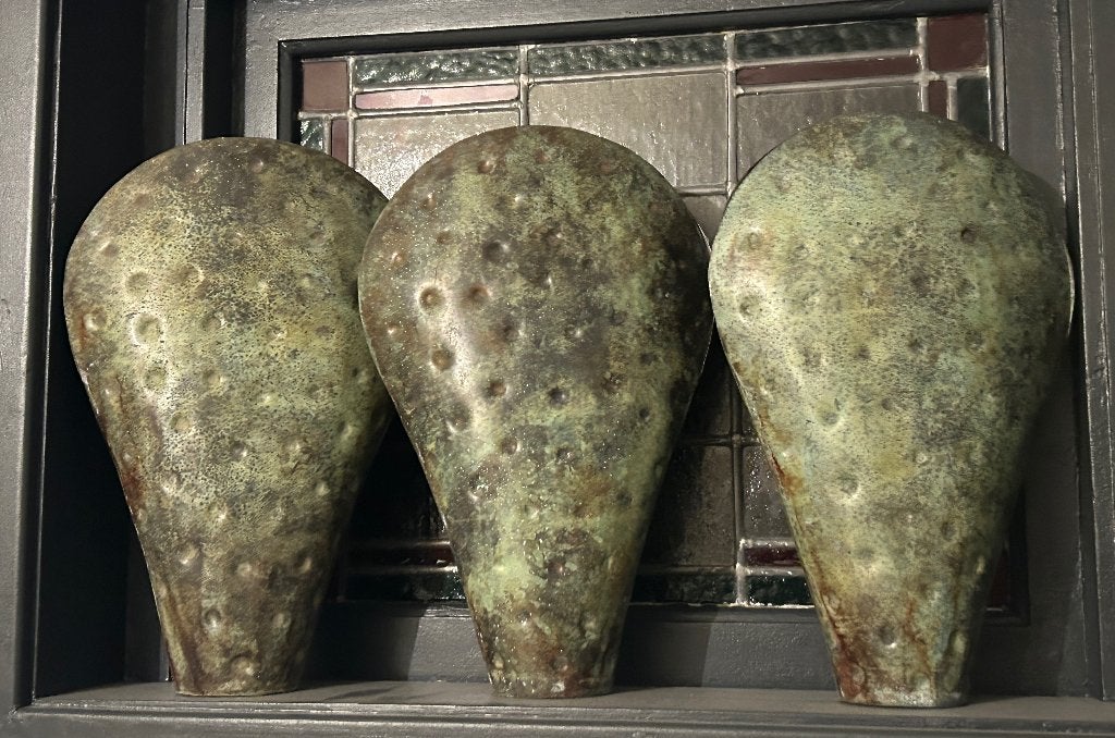 3 x “vaas” van metaal , Cactus model, Huis en Inrichting, 39 cm, Ophalen of Verzenden, Zo goed als nieuw, Metaal