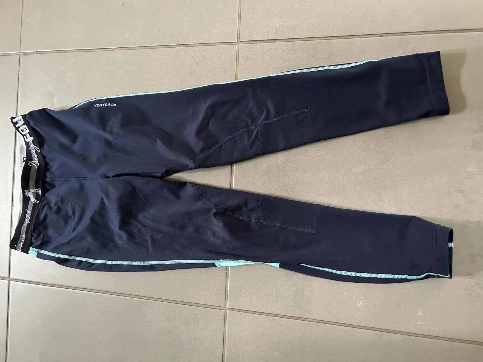 Fouganza meisjes Rijbroek - Donkerblauw met Aqua Details, Dieren en Toebehoren, Ophalen, Zo goed als nieuw, Dressuur, Overige typen