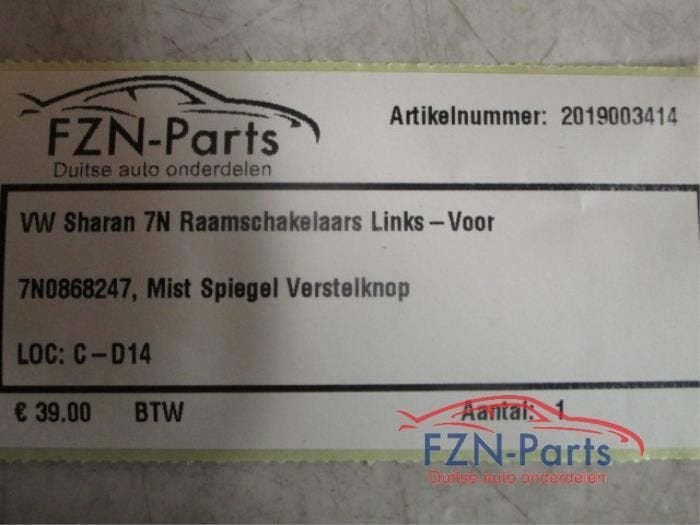 Elektrisch Raam Schakelaar Volkswagen Sharan (22729132), Ophalen of Verzenden, Gebruikt