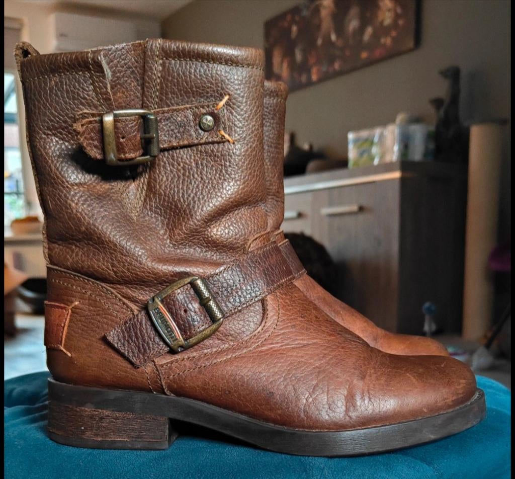 Mooie bruine leren bikerboots van Brunotti maat 37, Kleding | Dames, Schoenen, Ophalen of Verzenden, Zo goed als nieuw, Bruin