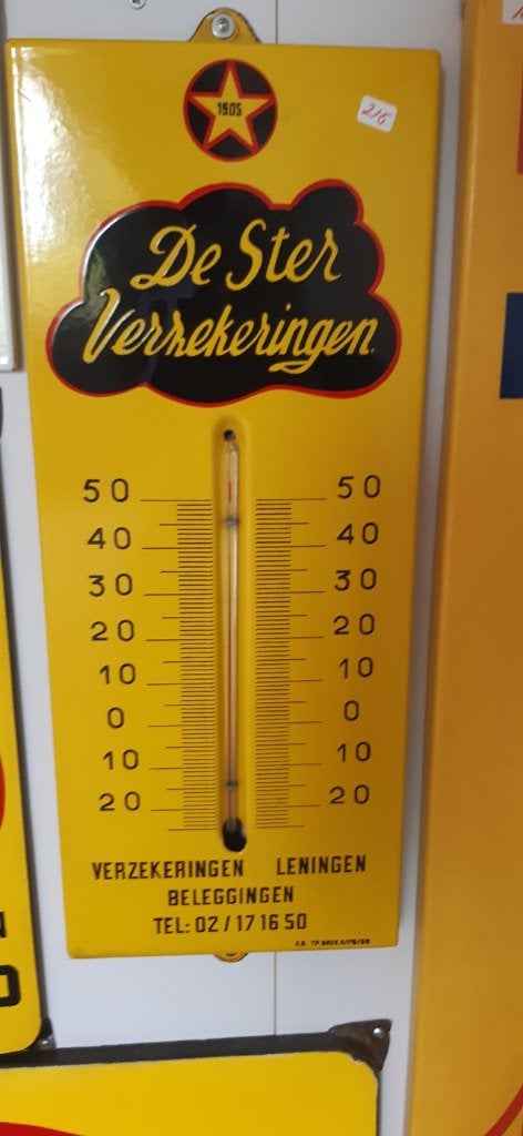 Emaille reclameborden STER verzekeringen, Ophalen of Verzenden, Gebruikt, Reclamebord