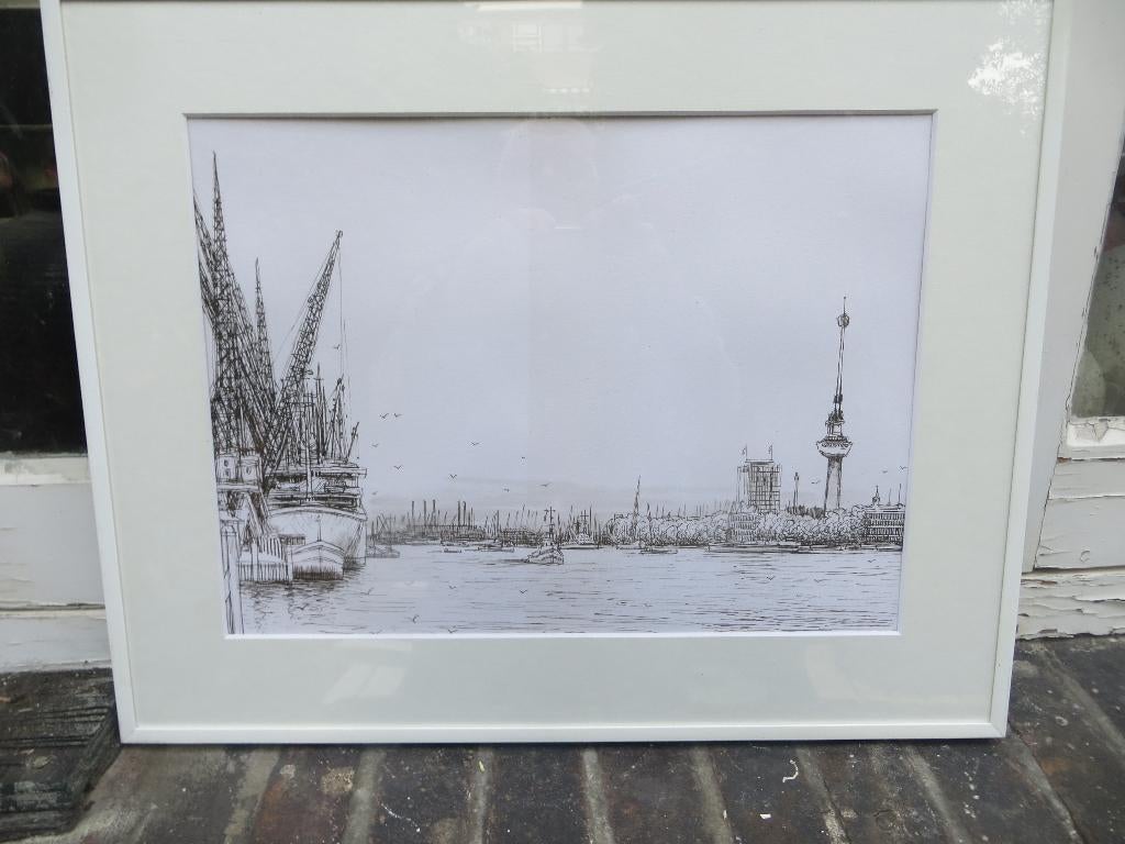 Meeuw van Rotterdam, (Scheen) Mooie Litho Havengezicht, Antiek en Kunst, Ophalen