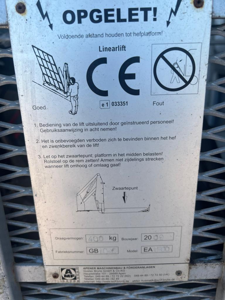 Bestelwagen Rolstoellift / Hefplateau (400kg), Ophalen of Verzenden, Gebruikt