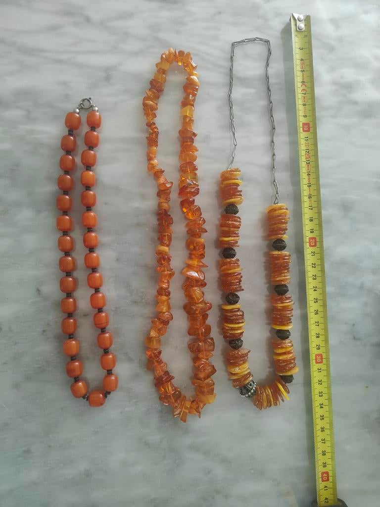 Vintage Amber kettingen, Ophalen of Verzenden, Zo goed als nieuw, Overige materialen