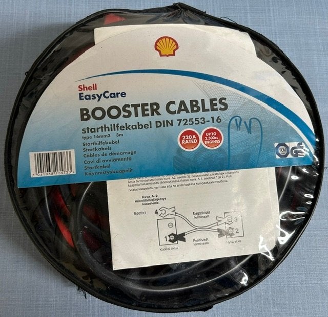 Startkabels Shell 3 meter 16mm2 auto motor accu oplaadkabels, Ophalen of Verzenden, Nieuw