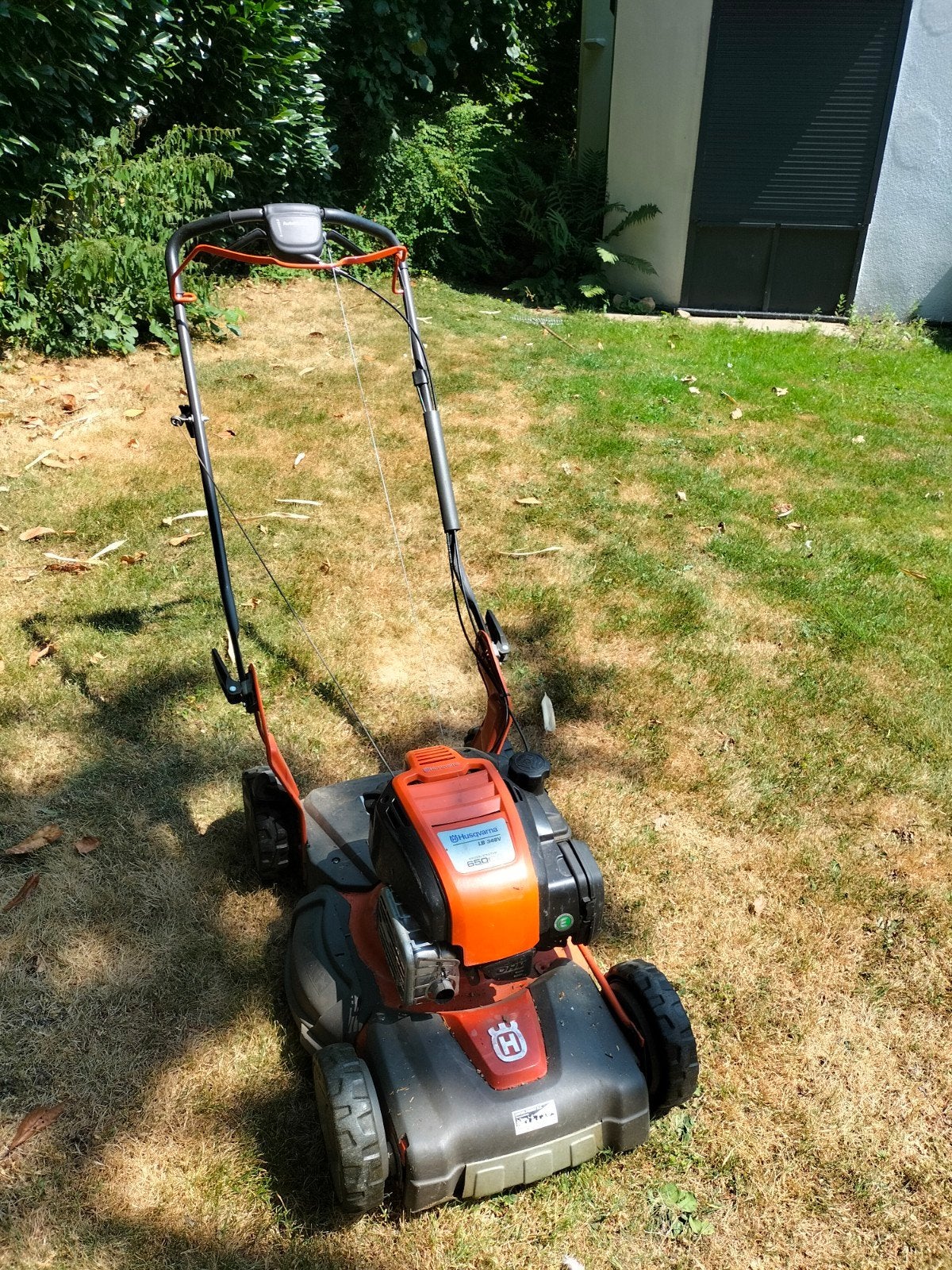 Benzine grasmaaier Husqvarna LB 348V met achterwi, Ophalen, Gebruikt, 40 t/m 49 cm, Husqvarna