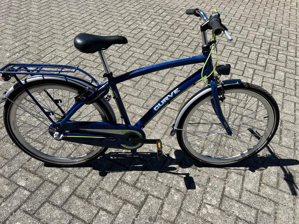 Blauwe Alpina Curve jongensfiets, 26 inch., Ophalen, Zo goed als nieuw, 26 inch of meer, Handrem