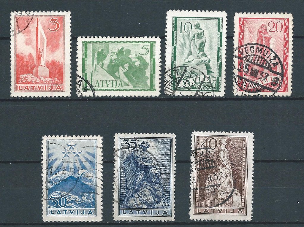 C707 Baltische staten – Letland – MiNr 246-252 (gestempeld), Ophalen of Verzenden, Overige landen, Gestempeld
