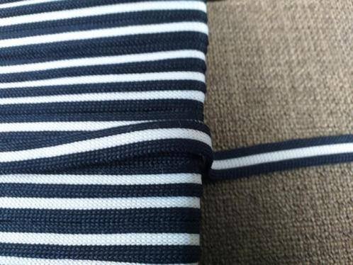 Band donkerblauw/wit van 0,9 cm. breed, Ophalen of Verzenden, Nieuw, Lint, Band of Elastiek