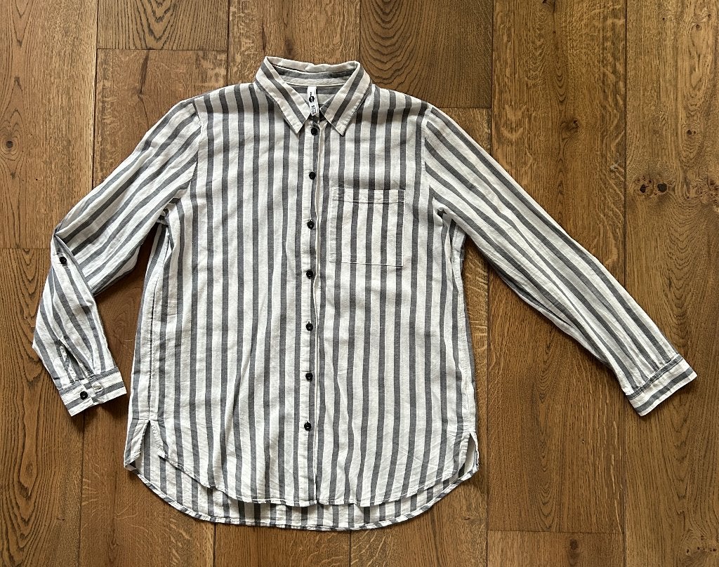 Ever me / Takko grijs/wit gestreepte blouse maat 40, Maat 38/40 (M), Ophalen of Verzenden, Zo goed als nieuw, Everme