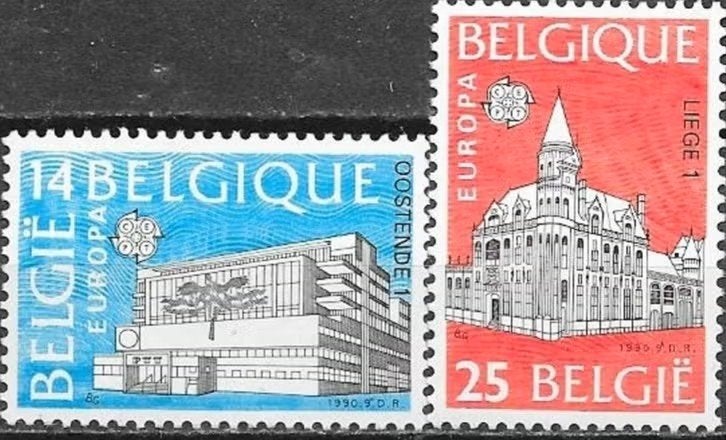 België 1990 - OBP 2367-2368 - Europa Postgebouwen, Postzegels en Munten, Postzegels | Europa | België, Frankeerzegel, Ophalen of Verzenden