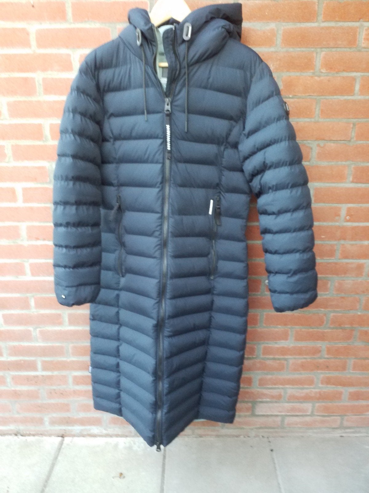 Warme lange donkerblauwe winterjas - Maat XXL, Ophalen of Verzenden, Gedragen, Maat 46/48 (XL) of groter, Blauw
