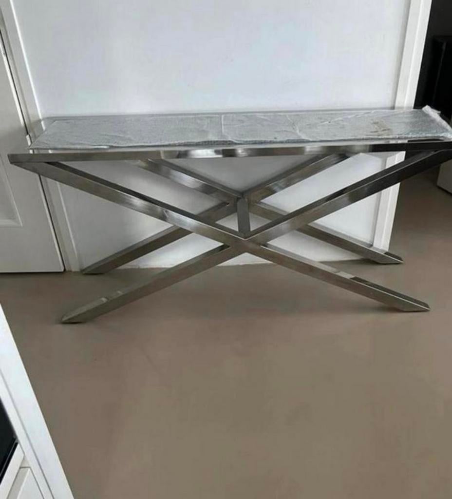 Eichholtz Sidetabel met Marmeren Blad - Zo goed als nieuw, Huis en Inrichting, Tafels | Sidetables, 100 tot 150 cm, Ophalen of Verzenden