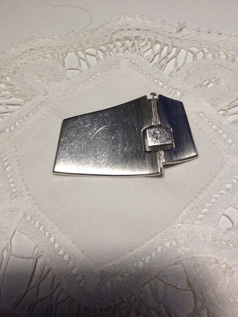 zilveren massief moderne broche, Verzenden, Gebruikt, Zilver, Zilver