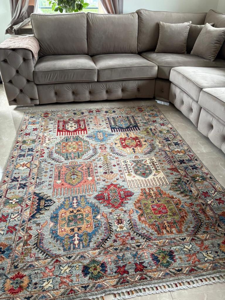 Vintage Perzisch en Afghaanse vloerkleed, Ophalen of Verzenden, 200 cm of meer, Grijs, Rechthoekig