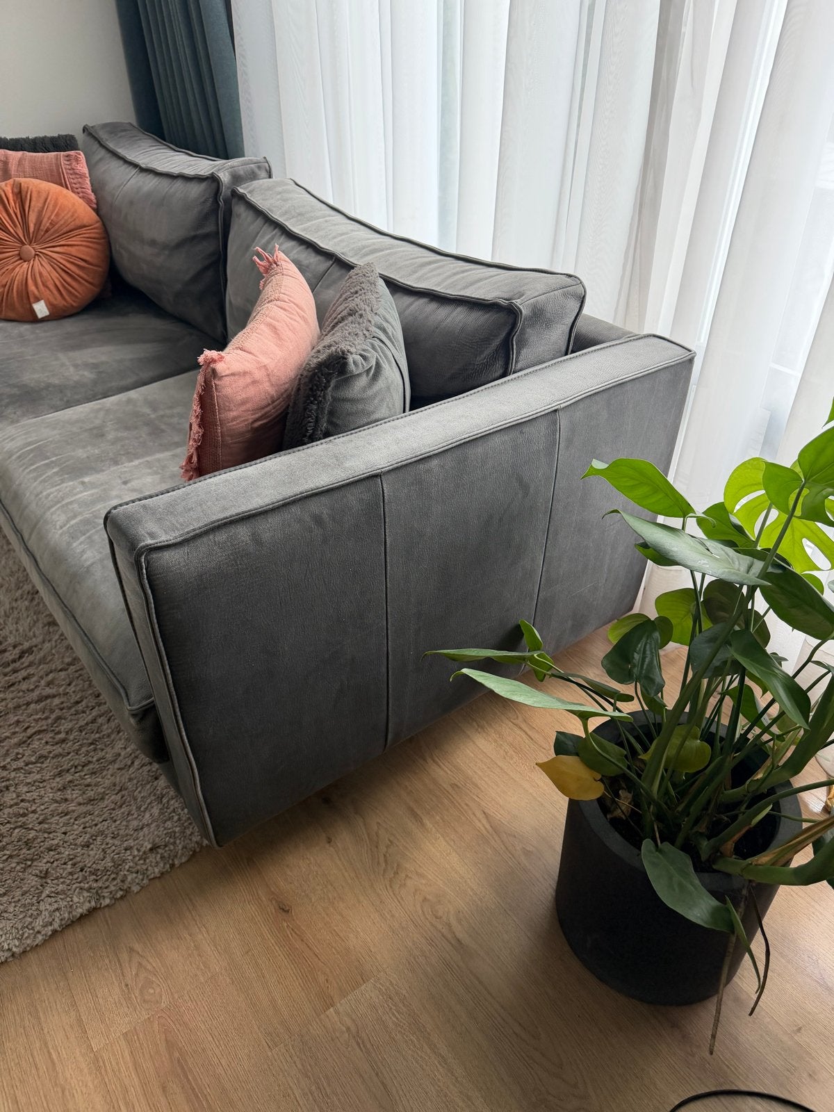 Comfortabele grijze drie- zitsbank, Ophalen, Gebruikt, Tweepersoons, 75 tot 100 cm