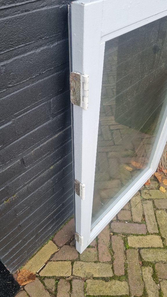 Raamkozijn raam uitzetraam dubbel glas hardhout ( 094 ), Ophalen, Gevelraam of Ruit, Gebruikt, 160 cm of meer