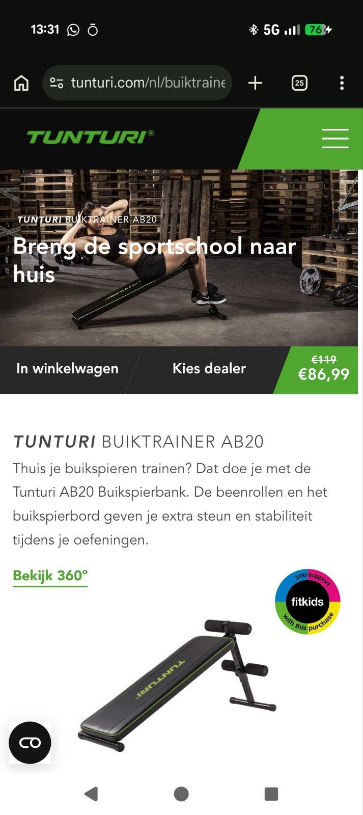 Tunturi AB20 (ZGAN), Ophalen, Zo goed als nieuw, Krachtstation