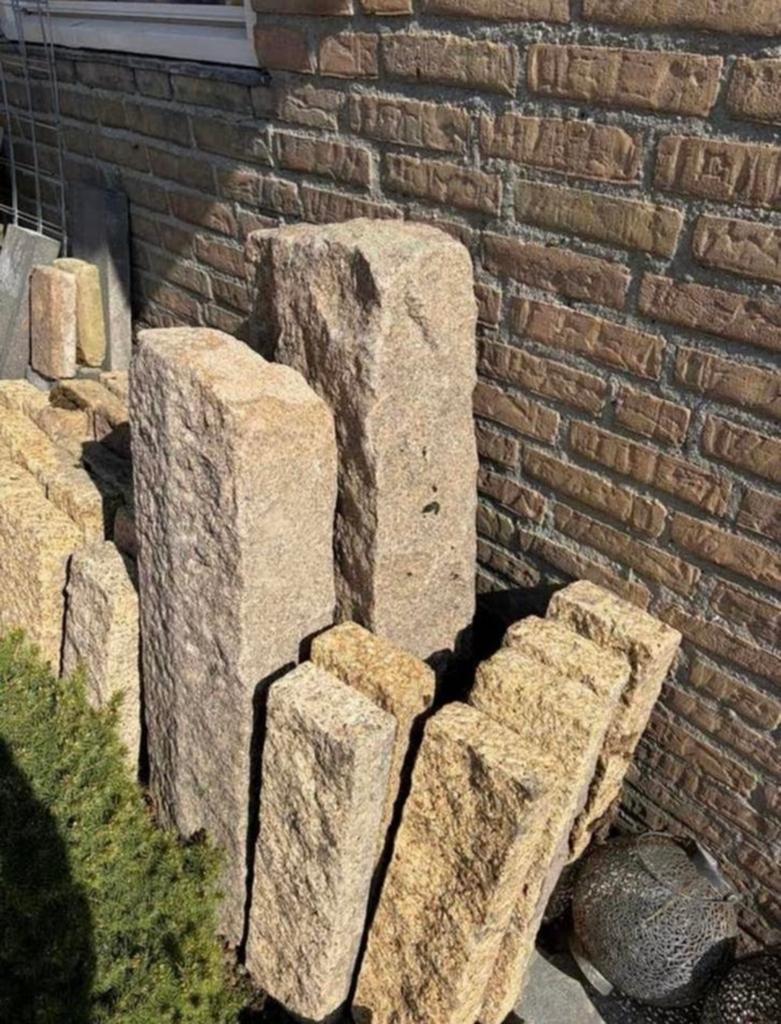 Granieten Palissade, Tuin en Terras, Bielzen en Borders, Zo goed als nieuw, Ophalen