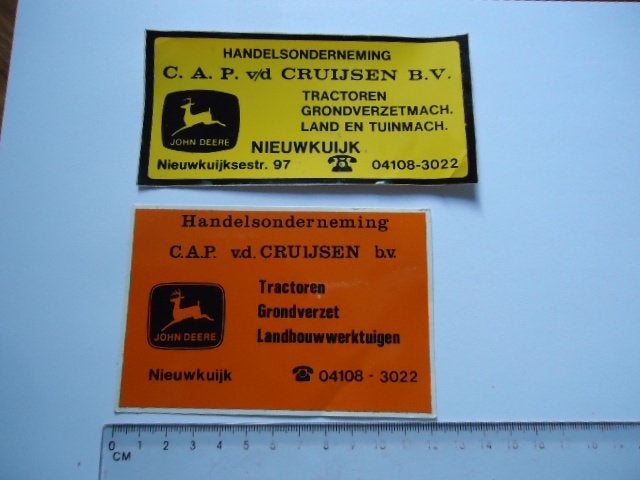 sticker oud JOHN DEERE traktor dealer vd Cruijsen nieuwkuijk, Verzenden, Zo goed als nieuw, Bedrijf of Vereniging