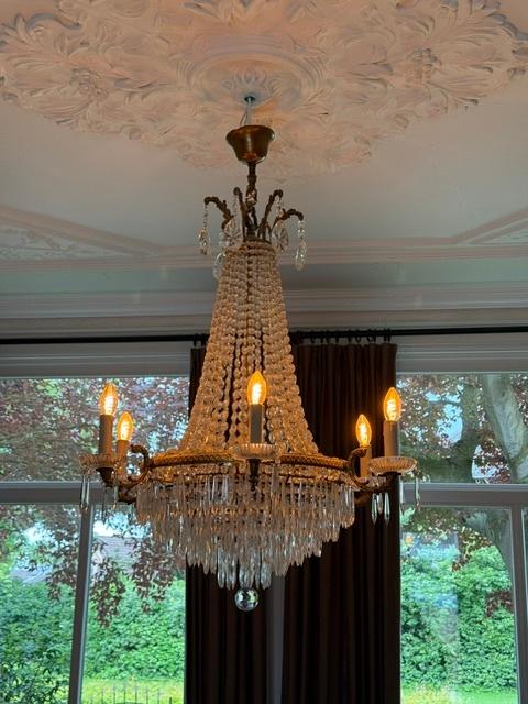 klassieke kroonluchter, Huis en Inrichting, Lampen | Kroonluchters, Ophalen, Gebruikt, Glas, Klassiek
