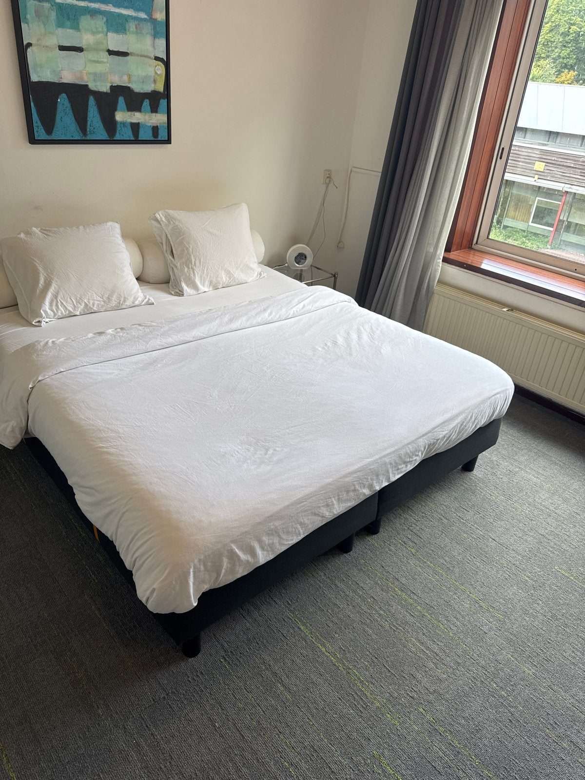 Jysk boxspring met goede matrassen, Gebruikt, Zwart, Tweepersoons, Ophalen of Verzenden